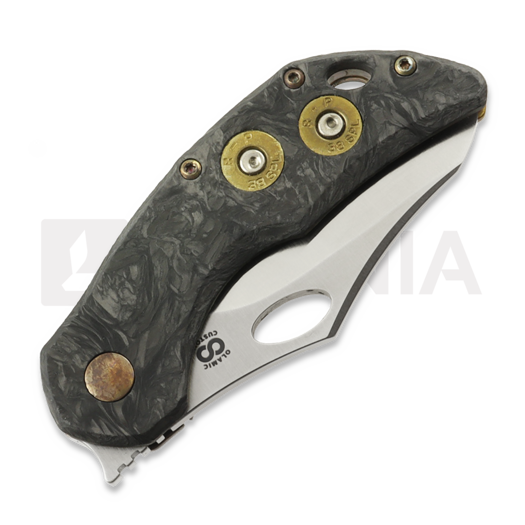 Couteau pliant Olamic Cutlery Busker Magnacut Semper, Antique Entropic Titanium CF show side