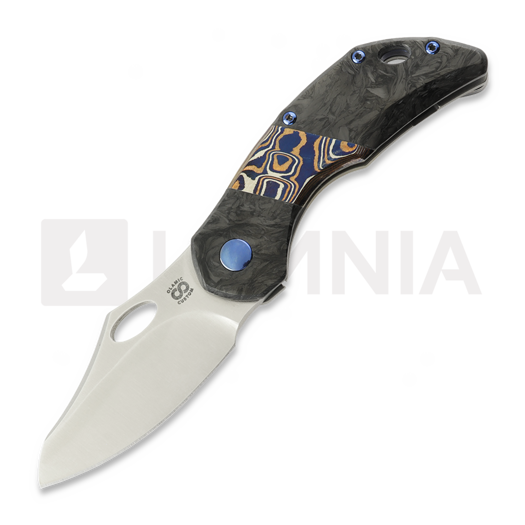 Couteau pliant Olamic Cutlery Busker Magnacut Semper, CF Show Side Fedokume Inlay