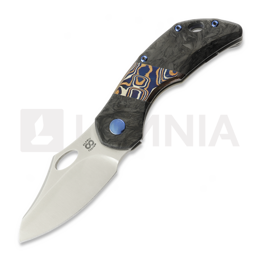 Couteau pliant Olamic Cutlery Busker Magnacut Semper, CF Show Side Fedokume Inlay