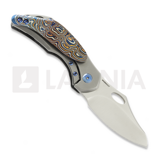 Couteau pliant Olamic Cutlery Busker Magnacut Semper, CF Show Side Fedokume Inlay