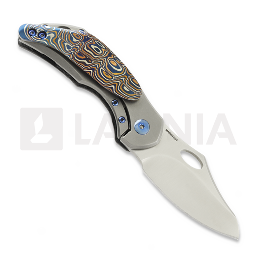 Couteau pliant Olamic Cutlery Busker Magnacut Semper, CF Show Side Fedokume Inlay