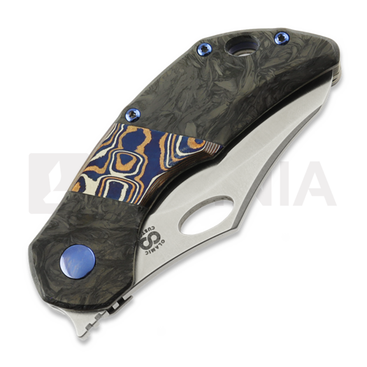 Couteau pliant Olamic Cutlery Busker Magnacut Semper, CF Show Side Fedokume Inlay