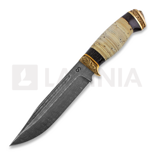 Olamic Cutlery Damascus Voykar veitsi, stacked birch bark