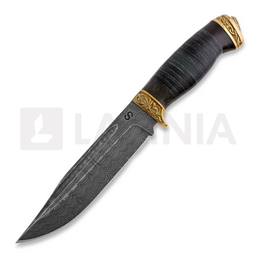 Coltello Olamic Cutlery Damascus Voykar, stacked leather
