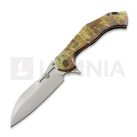 Olamic Cutlery Soloist 365 M390 Scout kääntöveitsi, Metal Trash Hand Carved