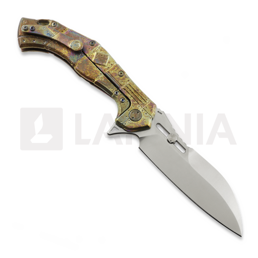 Coltello pieghevole Olamic Cutlery Soloist 365 M390 Scout, Metal Trash Hand Carved