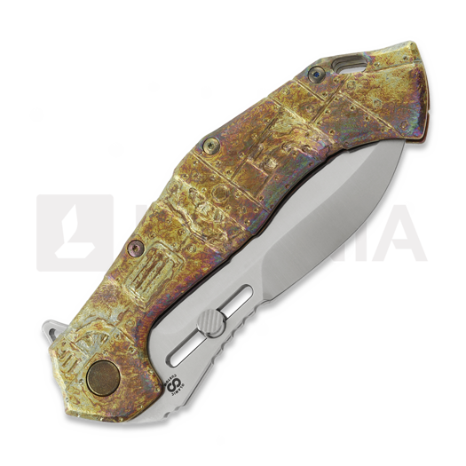 Coltello pieghevole Olamic Cutlery Soloist 365 M390 Scout, Metal Trash Hand Carved