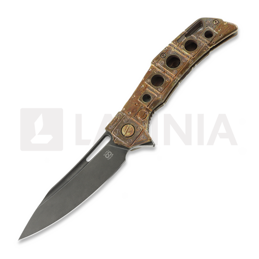 Couteau pliant Olamic Cutlery Swish Elmax Slicer, Antique Entropic Space Trash