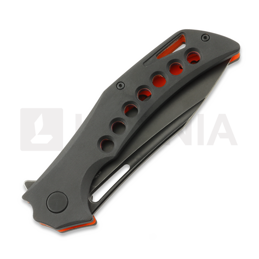 Couteau pliant Olamic Cutlery Swish Elmax Slicer, Hole Pattern Gunkote