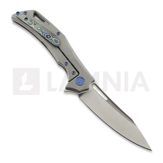 Olamic Cutlery Swish Elmax Slicer sulankstomas peilis, Zirblast Titanium & Holes