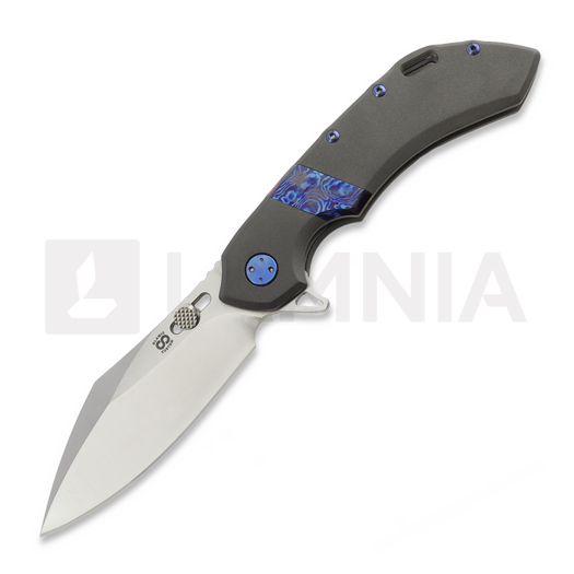 Olamic Cutlery Wayfarer 247 20CV Cutlass Taschenmesser, Dark Blast Ti & Timascus