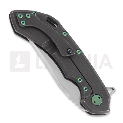 Olamic Cutlery Wayfarer 247 Bowie folding knife, Dark Matter, Green