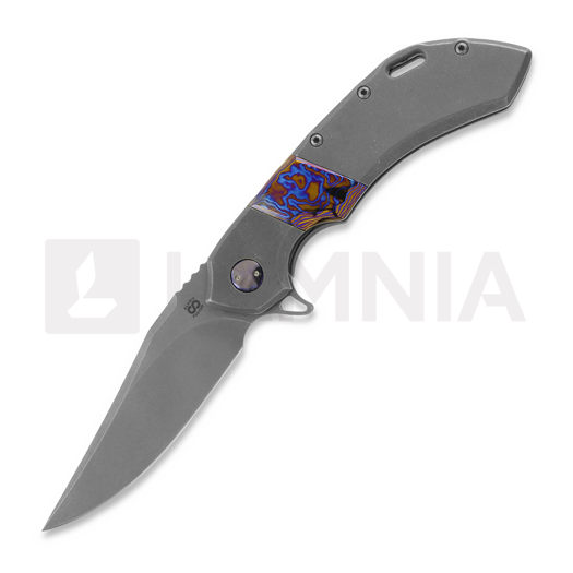 Olamic Cutlery Wayfarer 247 Bowie foldekniv, Titanium/Timascus, Stonewashed