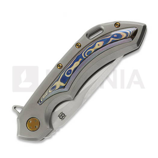 Couteau pliant Olamic Cutlery Wayfarer 247 CTS-XHP Drop Point, Blasted Ti & Fedokume