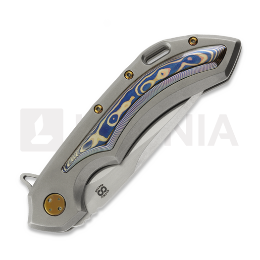 Coltello pieghevole Olamic Cutlery Wayfarer 247 CTS-XHP Drop Point, Blasted Ti & Fedokume