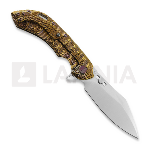 Couteau pliant Olamic Cutlery Wayfarer 247 Cutlass, Molten/Scalloped Ti, Satin