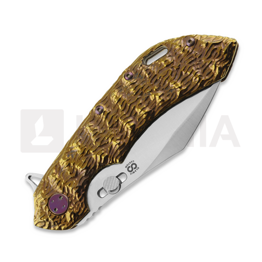 Couteau pliant Olamic Cutlery Wayfarer 247 Cutlass, Molten/Scalloped Ti, Satin