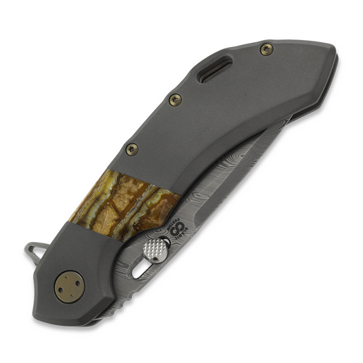 Olamic Cutlery Wayfarer 247 Damasteel Purist, Dark Blast Titanium