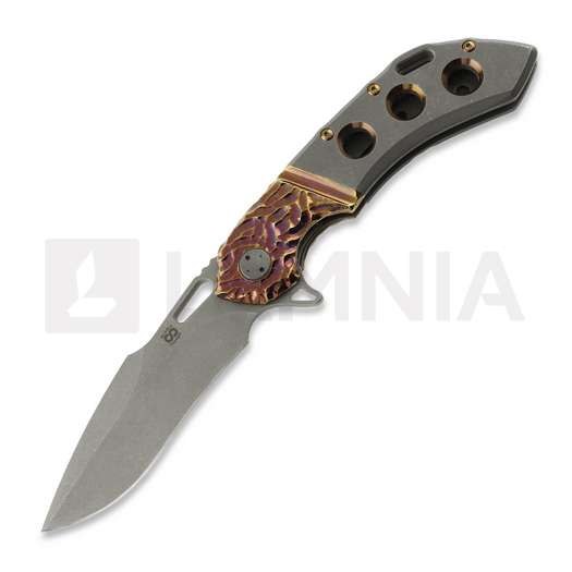 Coltello pieghevole Olamic Cutlery Wayfarer 247 Harpoon, Faux Bolster Molten Carving Holes