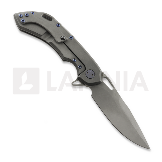 Olamic Cutlery Wayfarer 247 M390 Drop Point sulankstomas peilis, Titanium/Karelian Birch