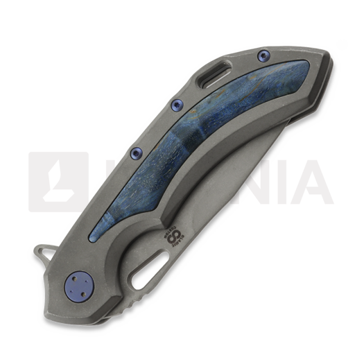 Olamic Cutlery Wayfarer 247 M390 Drop Point sulankstomas peilis, Titanium/Karelian Birch