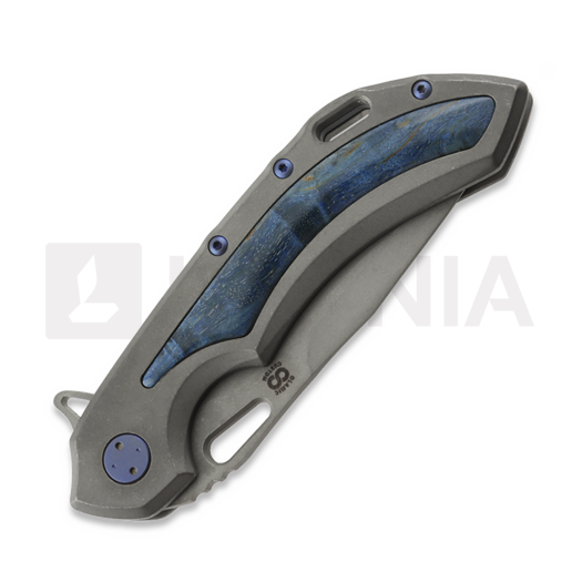 Olamic Cutlery Wayfarer 247 M390 Drop Point 折叠刀, Titanium/Karelian Birch