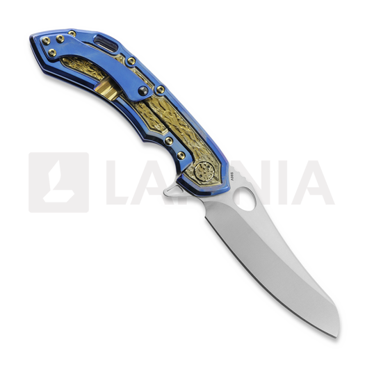 Складной нож Olamic Cutlery Wayfarer 247 Mouflon, Blue/Gold Frame Story, Satin