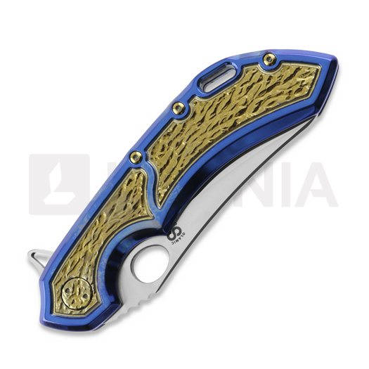 Liigendnuga Olamic Cutlery Wayfarer 247 Mouflon, Blue/Gold Frame Story, Satin