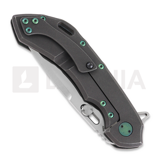 Olamic Cutlery Wayfarer 247 Purist sulankstomas peilis, Dark Matter, Green