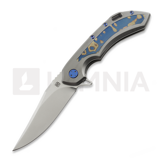 Nóż składany Olamic Cutlery Wayfarer 247 S90V Bowie, Zirblast Titanium & Fedokume