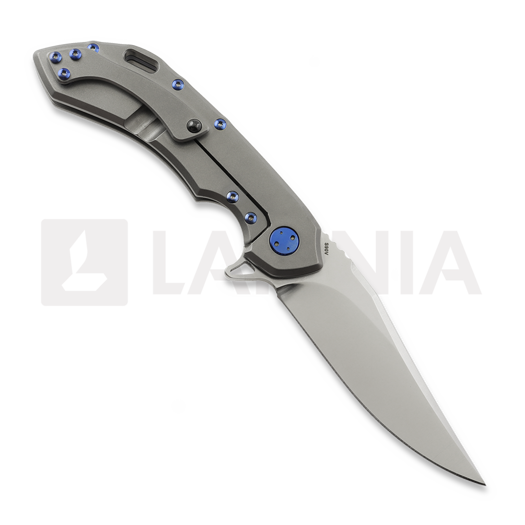 Couteau pliant Olamic Cutlery Wayfarer 247 S90V Bowie, Zirblast Titanium & Fedokume
