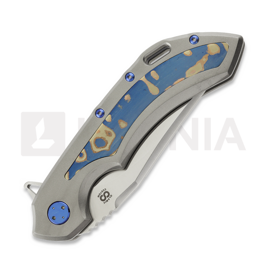 Couteau pliant Olamic Cutlery Wayfarer 247 S90V Bowie, Zirblast Titanium & Fedokume