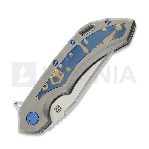 Olamic Cutlery Wayfarer 247 S90V Bowie sulankstomas peilis, Zirblast Titanium & Fedokume
