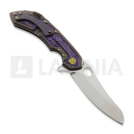 Olamic Cutlery Wayfarer 247 S90V Mouflon 折叠刀, Purple Geometrical Carving