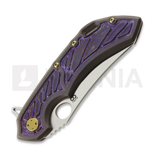 Olamic Cutlery Wayfarer 247 S90V Mouflon 折叠刀, Purple Geometrical Carving