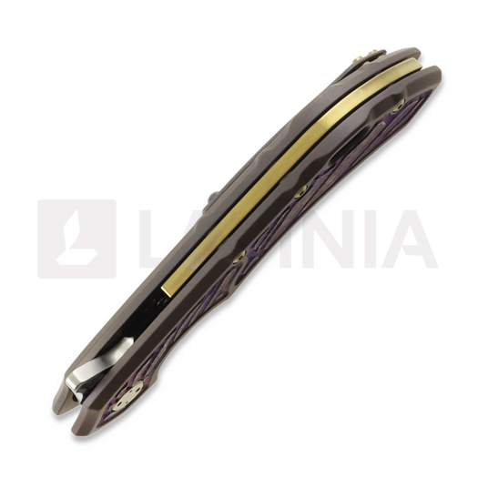 Couteau pliant Olamic Cutlery Wayfarer 247 S90V Mouflon, Purple Geometrical Carving