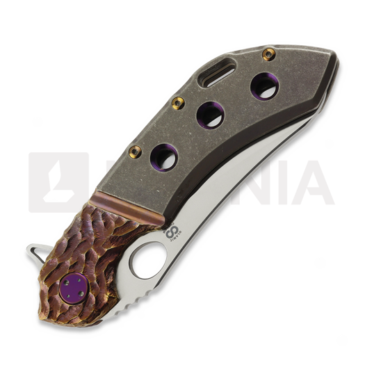 Olamic Cutlery Wayfarer 247 S90V Mouflon 折叠刀, Stonewash Ti & Molten