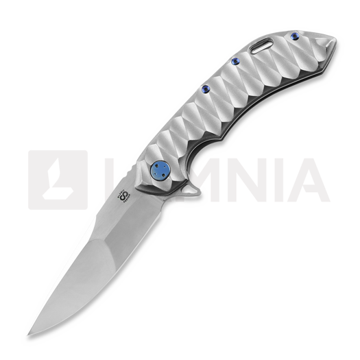 Olamic Cutlery Wayfarer 247 Suna kääntöveitsi, Scalloped Orange Peel Ti, Polished