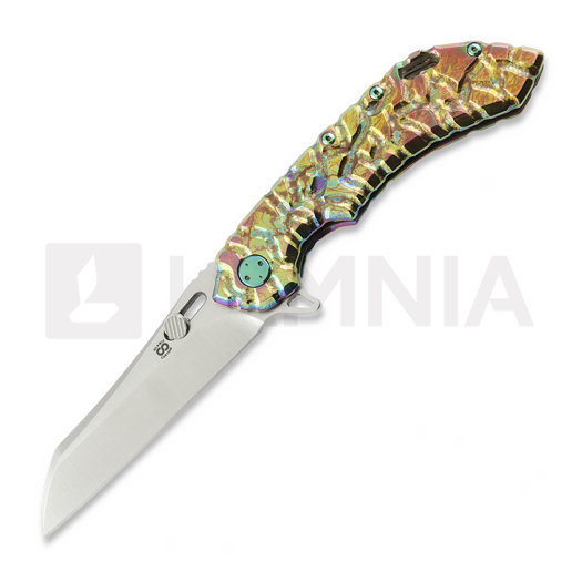 Couteau pliant Olamic Cutlery Wayfarer 247 Wharning, Volcanic Carved Carnival Neontropic