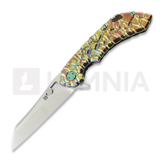 Couteau pliant Olamic Cutlery Wayfarer 247 Wharning, Volcanic Carved Carnival Neontropic