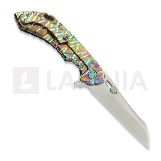 Couteau pliant Olamic Cutlery Wayfarer 247 Wharning, Volcanic Carved Carnival Neontropic