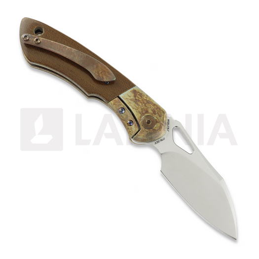 Olamic Cutlery WhipperSnapper BL sulankstomas peilis, Antique Titanium & Vintage Micarta
