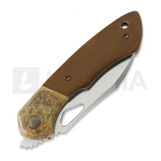 Coltello pieghevole Olamic Cutlery WhipperSnapper BL, Antique Titanium & Vintage Micarta