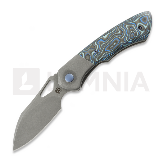 Olamic Cutlery WhipperSnapper BL folding knife, Blue Swirl Carbon Fiber