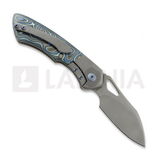 Coltello pieghevole Olamic Cutlery WhipperSnapper BL, Blue Swirl Carbon Fiber