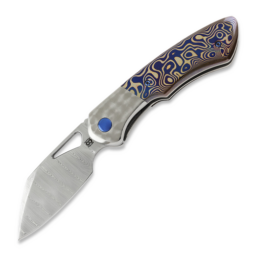 Olamic Cutlery WhipperSnapper BL Damasteel Sheepsfoot, Jeweled Ti