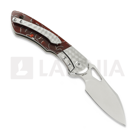 Navalha Olamic Cutlery WhipperSnapper BL, Jeweled Titanium & Red Raffir Sparkle