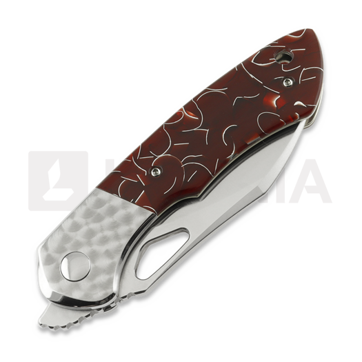 Olamic Cutlery WhipperSnapper BL sulankstomas peilis, Jeweled Titanium & Red Raffir Sparkle