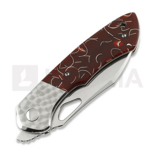 Navalha Olamic Cutlery WhipperSnapper BL, Jeweled Titanium & Red Raffir Sparkle