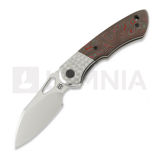 Складной нож Olamic Cutlery WhipperSnapper BL, Jeweled Titanium & Red Swirl Carbon Fiber